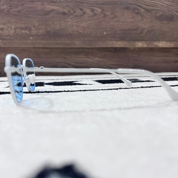 Alessandra Rich Linda Farrow Heart White Chain Blue Rectangular Lens Sunglasses - Picture 5 of 9